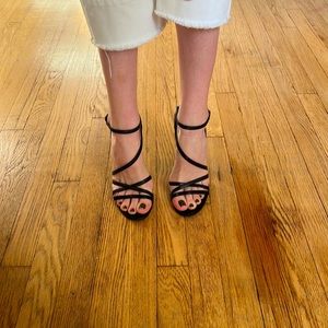 Chanel Black Strappy Sandal Heels 39.5